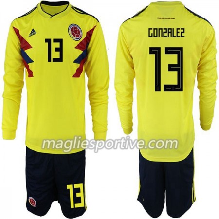 Completo Calcio Colombia Gonzalez 13 Bambino Divisa Prima Mondiali 2018 ML